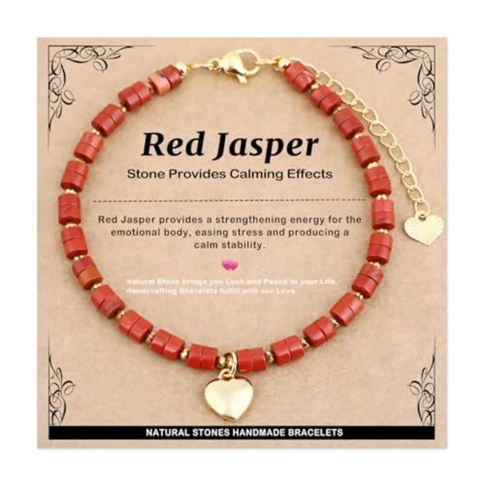 7282 Natural Gemstone Healing Crystal Red Jasper Dainty Charms Heart